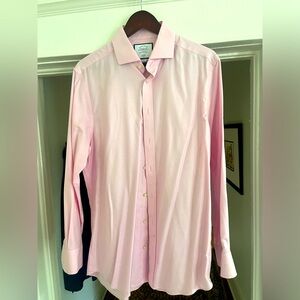 Pink Spread Collar Non-Iron Twill Shirt